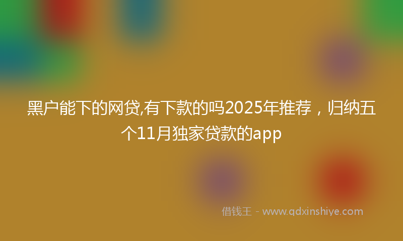 黑户能下的网贷,有下款的吗2025年推荐，归纳五个11月独家贷款的app