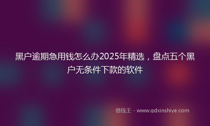 黑户逾期急用钱怎么办2025年精选，盘点五个黑户无条件下款的软件