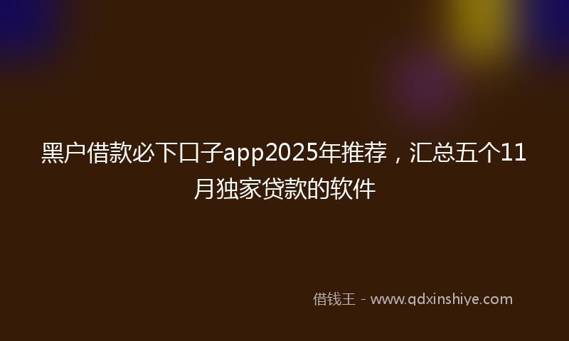黑户借款必下口子app2025年推荐，汇总五个11月独家贷款的软件