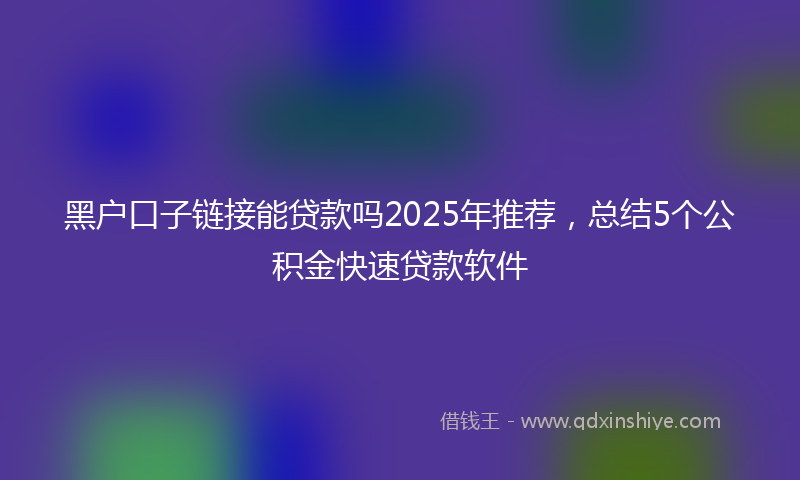 黑户口子链接能贷款吗2025年推荐，总结5个公积金快速贷款软件