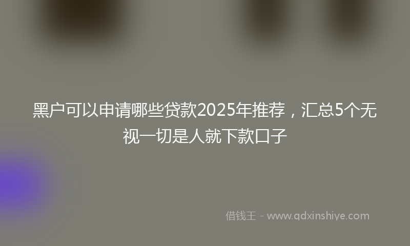 黑户可以申请哪些贷款2025年推荐，汇总5个无视一切是人就下款口子