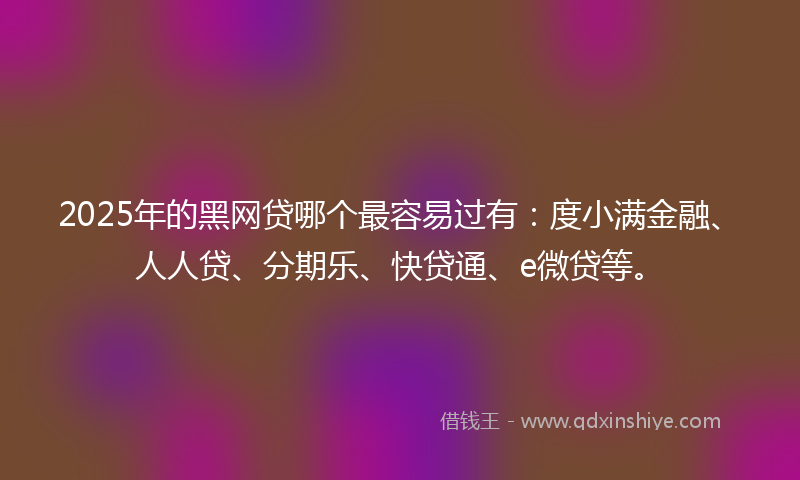 2025年的黑网贷哪个最容易过有：度小满金融、人人贷、分期乐、快贷通、e微贷等。