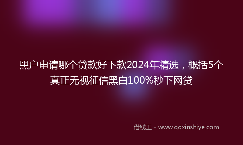 黑户申请哪个贷款好下款2024年精选，概括5个真正无视征信黑白100%秒下网贷