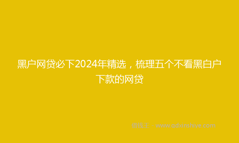 黑户网贷必下2024年精选，梳理五个不看黑白户下款的网贷