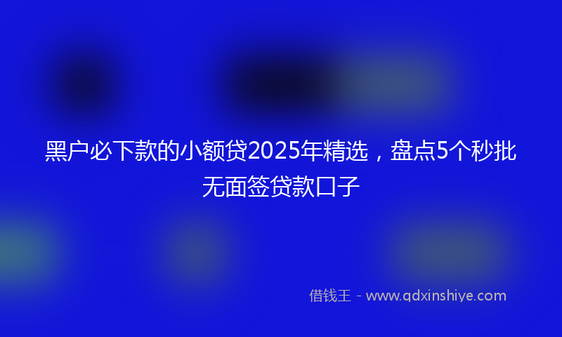 黑户必下款的小额贷2025年精选，盘点5个秒批无面签贷款口子