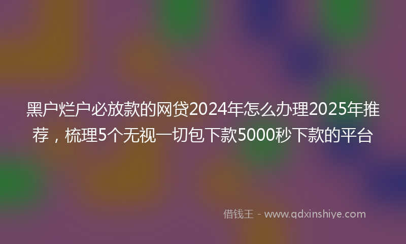 黑户烂户必放款的网贷2024年怎么办理2025年推荐，梳理5个无视一切包下款5000秒下款的平台