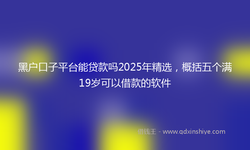 黑户口子平台能贷款吗2025年精选，概括五个满19岁可以借款的软件