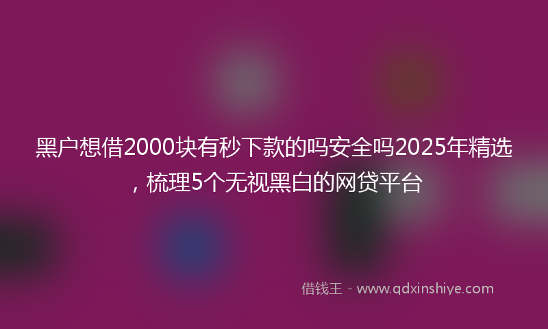 黑户想借2000块有秒下款的吗安全吗2025年精选，梳理5个无视黑白的网贷平台