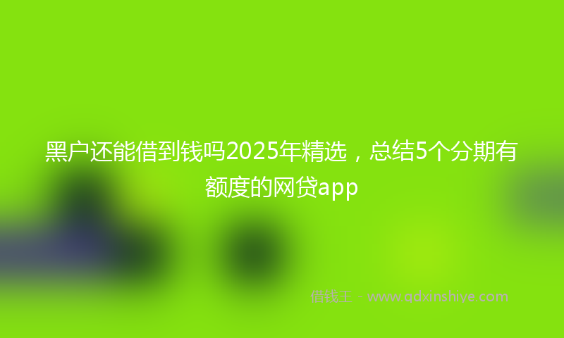 黑户还能借到钱吗2025年精选，总结5个分期有额度的网贷app