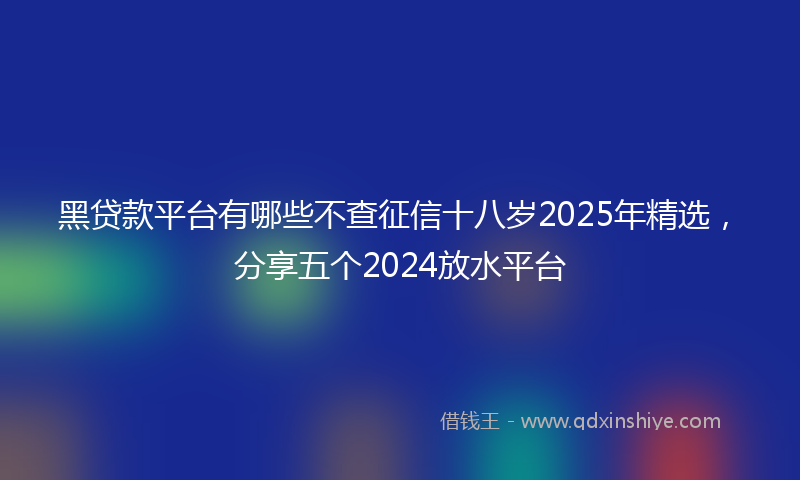 黑贷款平台有哪些不查征信十八岁2025年精选，分享五个2024放水平台