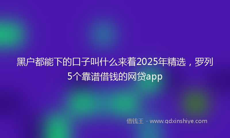 黑户都能下的口子叫什么来着2025年精选，罗列5个靠谱借钱的网贷app