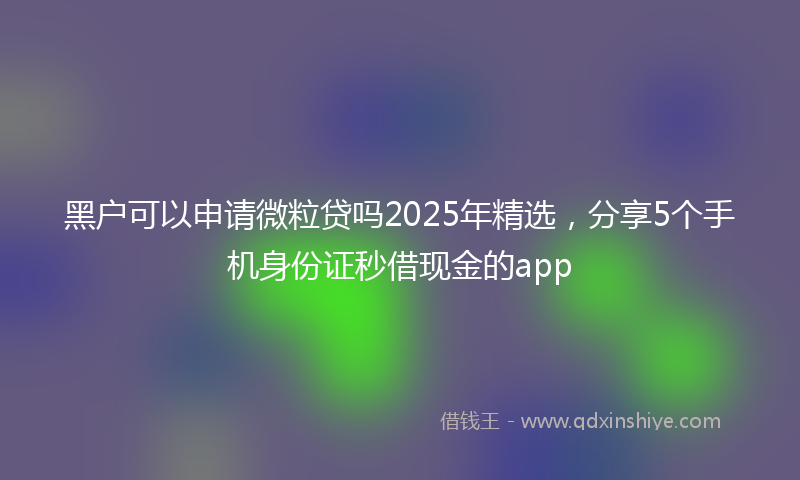 黑户可以申请微粒贷吗2025年精选，分享5个手机身份证秒借现金的app
