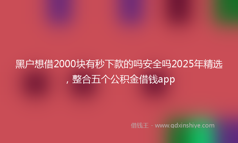 黑户想借2000块有秒下款的吗安全吗2025年精选，整合五个公积金借钱app
