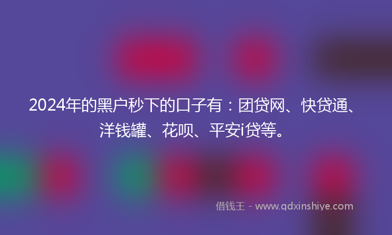 2024年的黑户秒下的口子有：团贷网、快贷通、洋钱罐、花呗、平安i贷等。