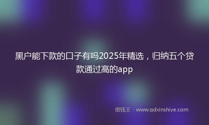 黑户能下款的口子有吗2025年精选，归纳五个贷款通过高的app