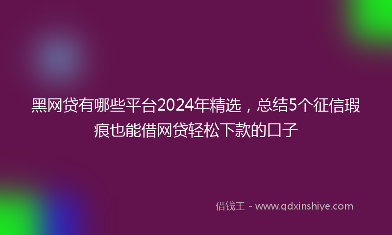 黑网贷有哪些平台2024年精选，总结5个征信瑕疵也能借网贷轻松下款的口子