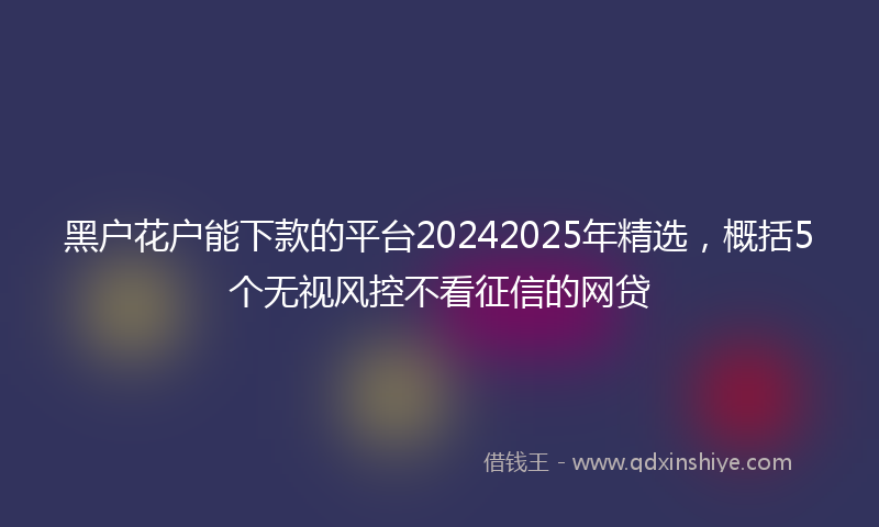 黑户花户能下款的平台20242025年精选，概括5个无视风控不看征信的网贷