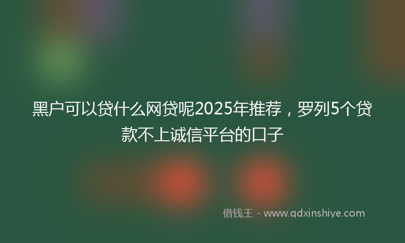 黑户可以贷什么网贷呢2025年推荐，罗列5个贷款不上诚信平台的口子