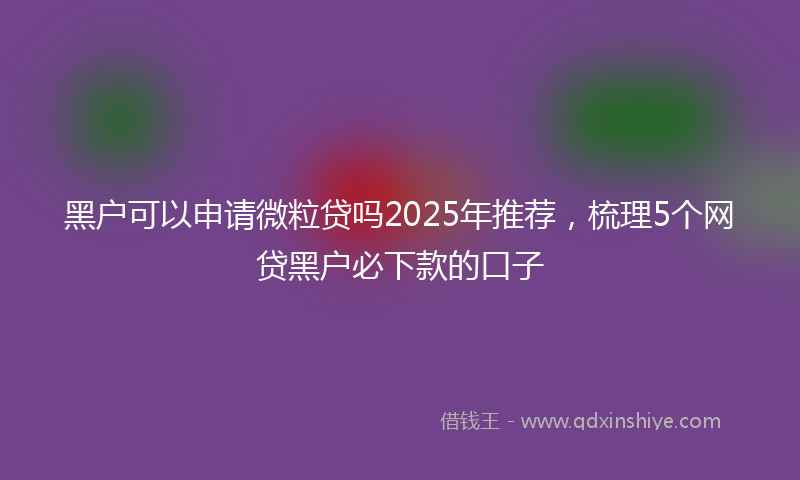 黑户可以申请微粒贷吗2025年推荐，梳理5个网贷黑户必下款的口子