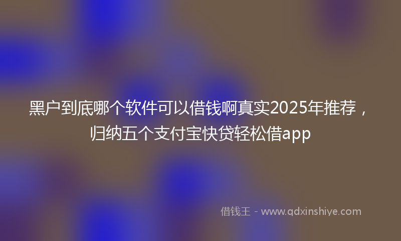 黑户到底哪个软件可以借钱啊真实2025年推荐，归纳五个支付宝快贷轻松借app