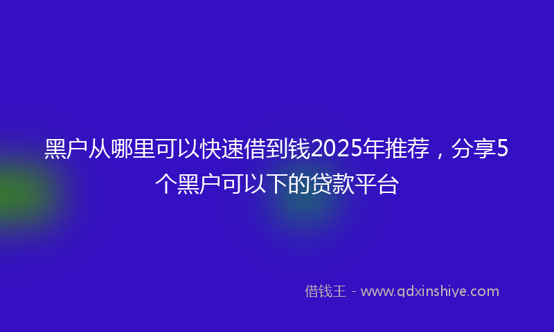 黑户从哪里可以快速借到钱2025年推荐，分享5个黑户可以下的贷款平台