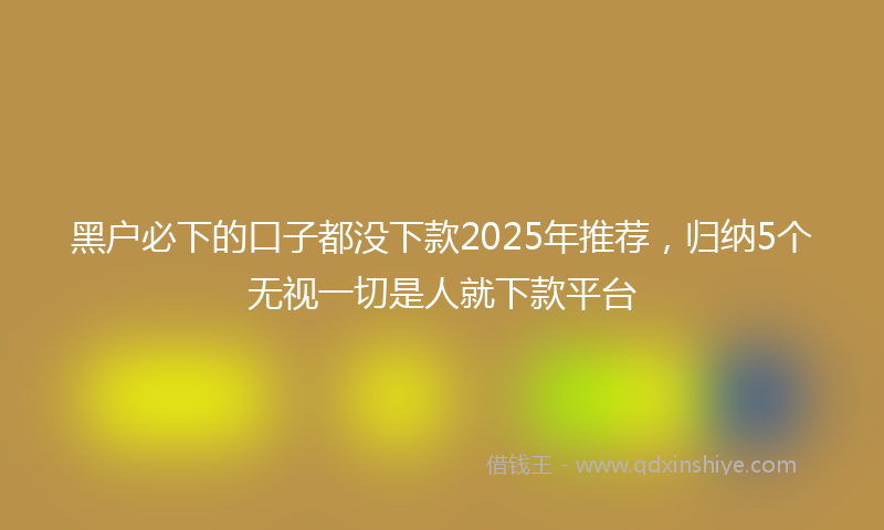 黑户必下的口子都没下款2025年推荐，归纳5个无视一切是人就下款平台