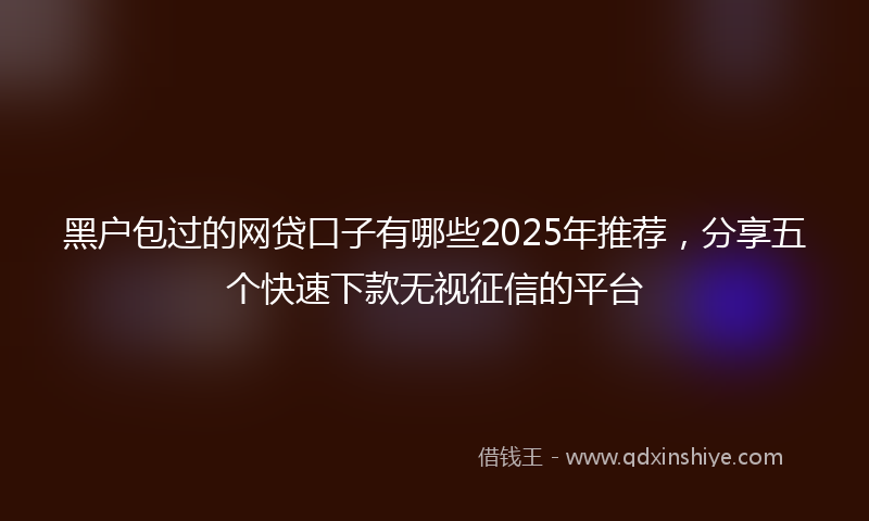 黑户包过的网贷口子有哪些2025年推荐，分享五个快速下款无视征信的平台