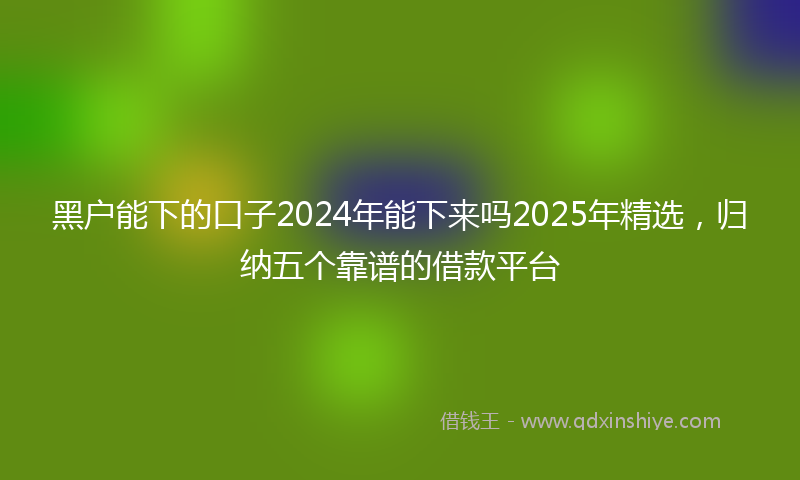 黑户能下的口子2024年能下来吗2025年精选，归纳五个靠谱的借款平台