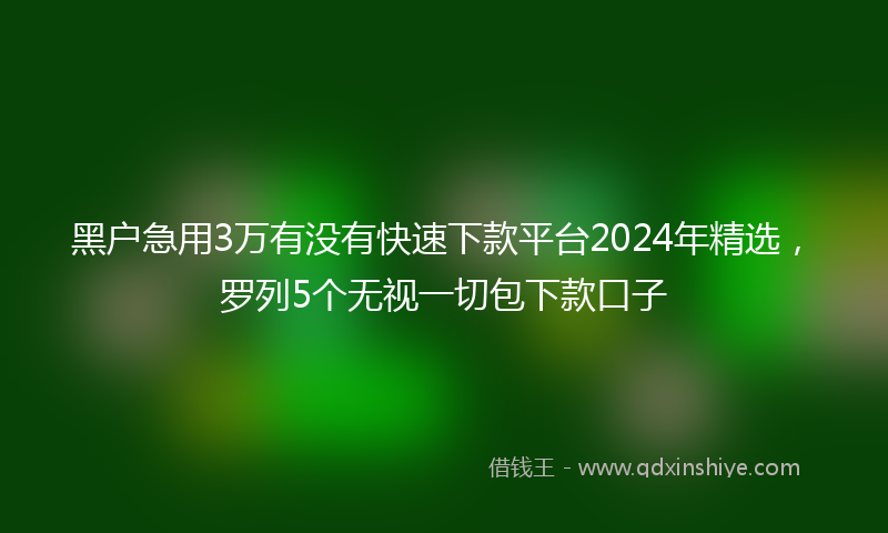 黑户急用3万有没有快速下款平台2024年精选,罗列5个无视一切包下款口子