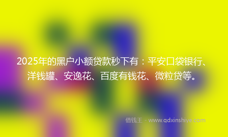 2025年的黑户小额贷款秒下有：平安口袋银行、洋钱罐、安逸花、百度有钱花、微粒贷等。