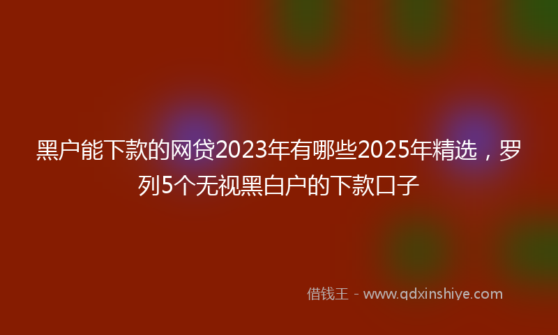 黑户能下款的网贷2023年有哪些2025年精选，罗列5个无视黑白户的下款口子