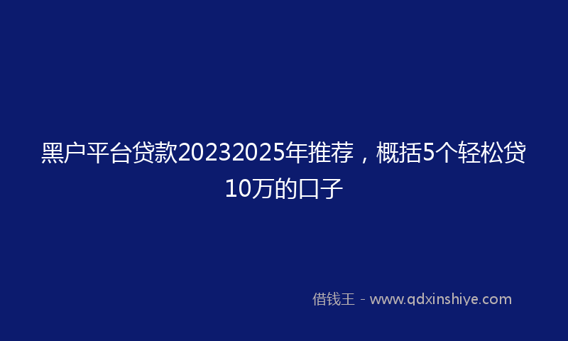黑户平台贷款20232025年推荐，概括5个轻松贷10万的口子