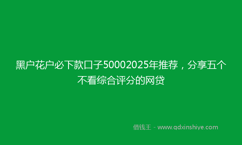 黑户花户必下款口子50002025年推荐，分享五个不看综合评分的网贷