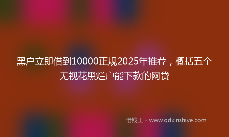 黑户立即借到10000正规2025年推荐，概括五个无视花黑烂户能下款的网贷