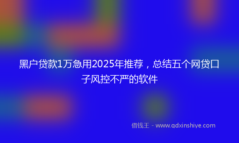 黑户贷款1万急用2025年推荐，总结五个网贷口子风控不严的软件