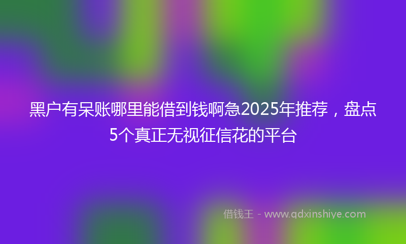黑户有呆账哪里能借到钱啊急2025年推荐，盘点5个真正无视征信花的平台