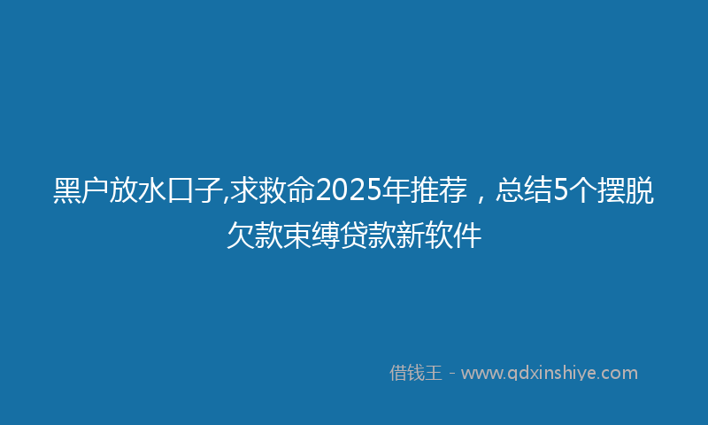 黑户放水口子,求救命2025年推荐，总结5个摆脱欠款束缚贷款新软件