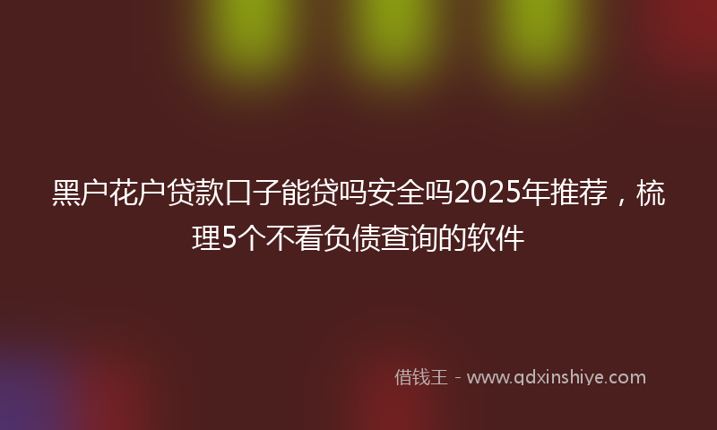黑户花户贷款口子能贷吗安全吗2025年推荐，梳理5个不看负债查询的软件