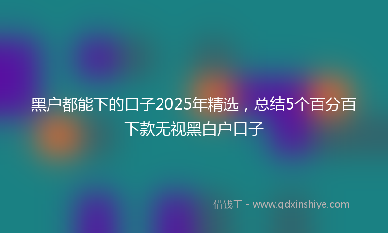 黑户都能下的口子2025年精选，总结5个百分百下款无视黑白户口子