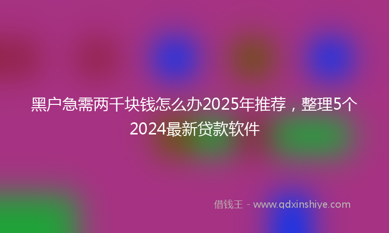 黑户急需两千块钱怎么办2025年推荐，整理5个2024最新贷款软件