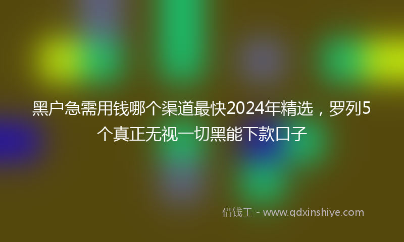 黑户急需用钱哪个渠道最快2024年精选，罗列5个真正无视一切黑能下款口子