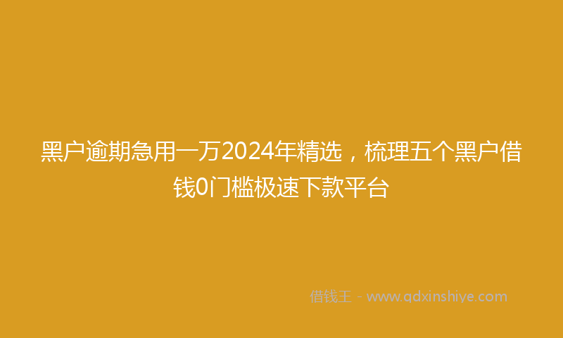 黑户逾期急用一万2024年精选，梳理五个黑户借钱0门槛极速下款平台