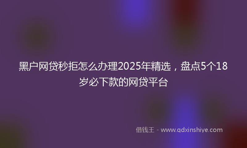 黑户网贷秒拒怎么办理2025年精选，盘点5个18岁必下款的网贷平台