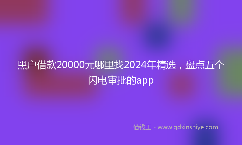 黑户借款20000元哪里找2024年精选，盘点五个闪电审批的app