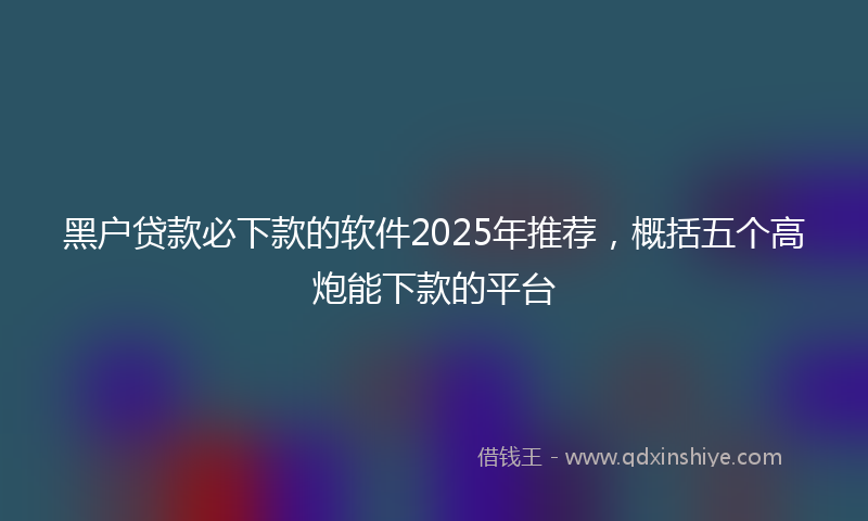 黑户贷款必下款的软件2025年推荐，概括五个高炮能下款的平台