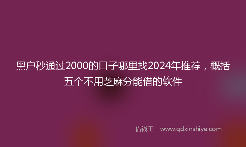 黑户秒通过2000的口子哪里找2024年推荐，概括五个不用芝麻分能借的软件