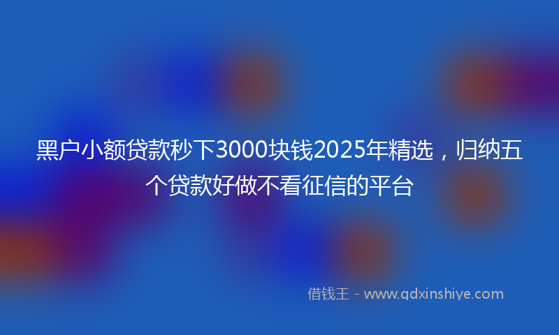 黑户小额贷款秒下3000块钱2025年精选，归纳五个贷款好做不看征信的平台