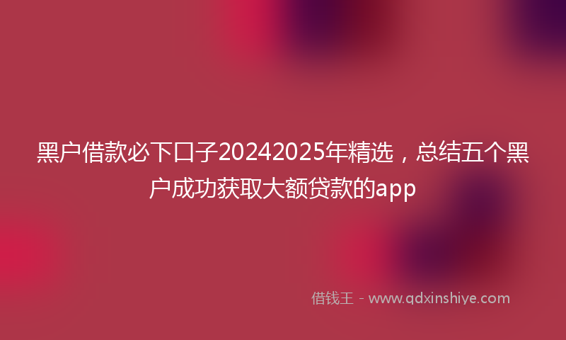 黑户借款必下口子20242025年精选，总结五个黑户成功获取大额贷款的app