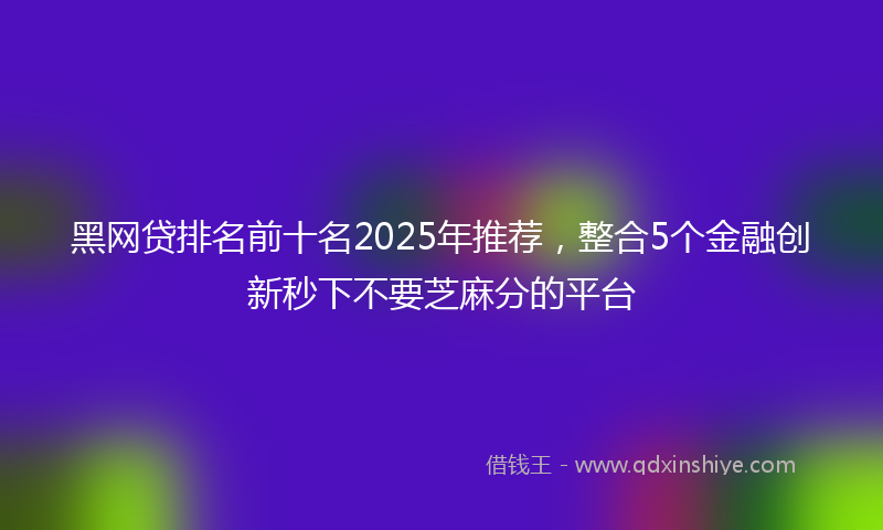 黑网贷排名前十名2025年推荐，整合5个金融创新秒下不要芝麻分的平台