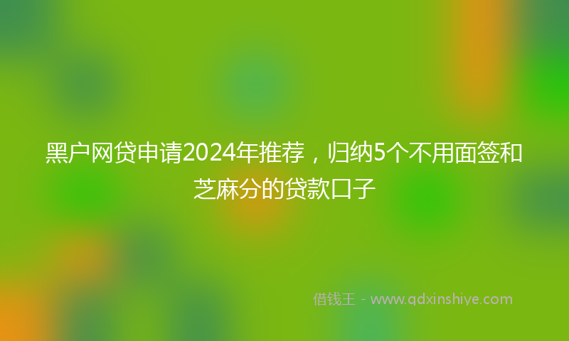 黑户网贷申请2024年推荐，归纳5个不用面签和芝麻分的贷款口子